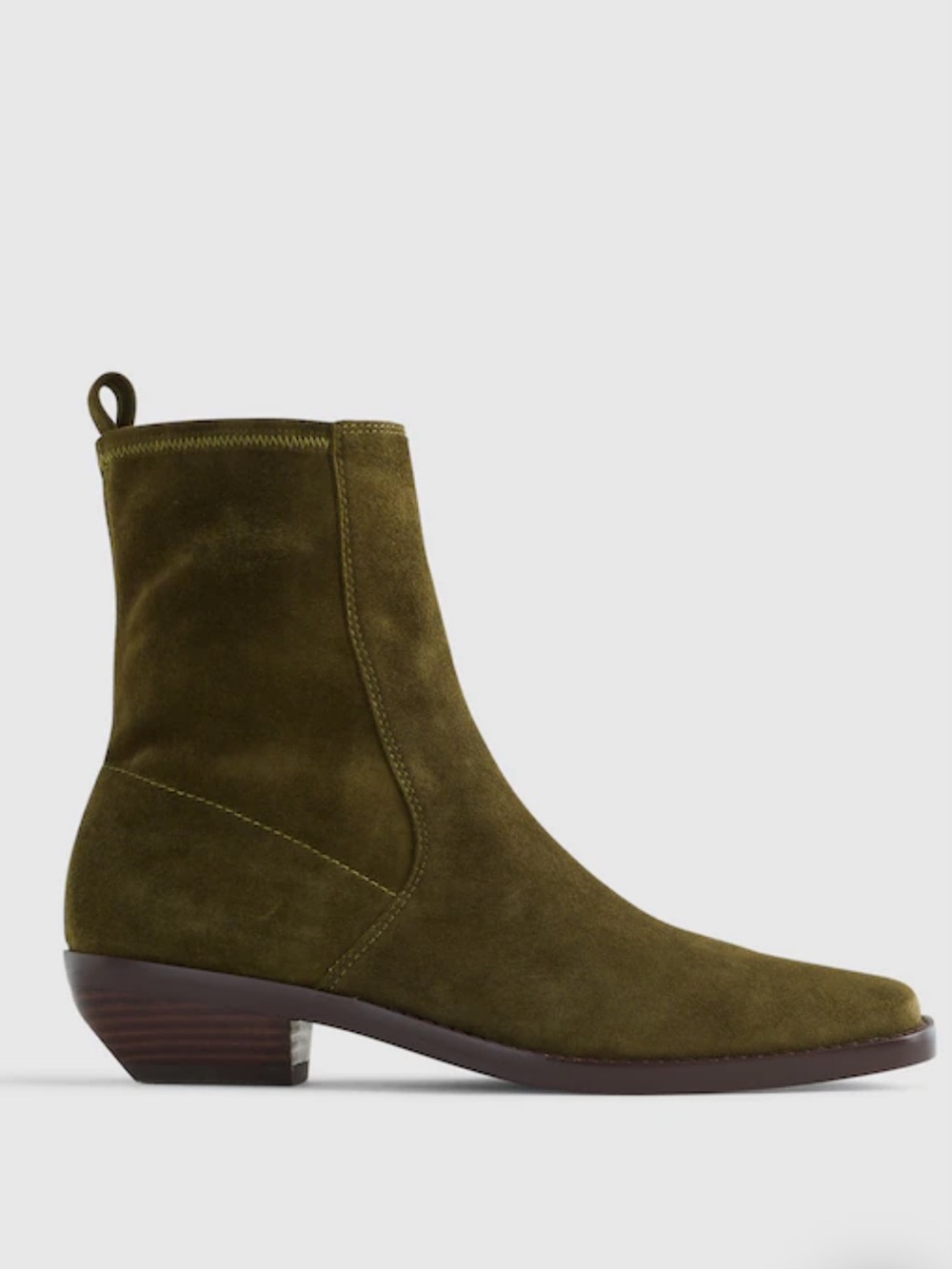 Olive Suede Ankle Boots - Women